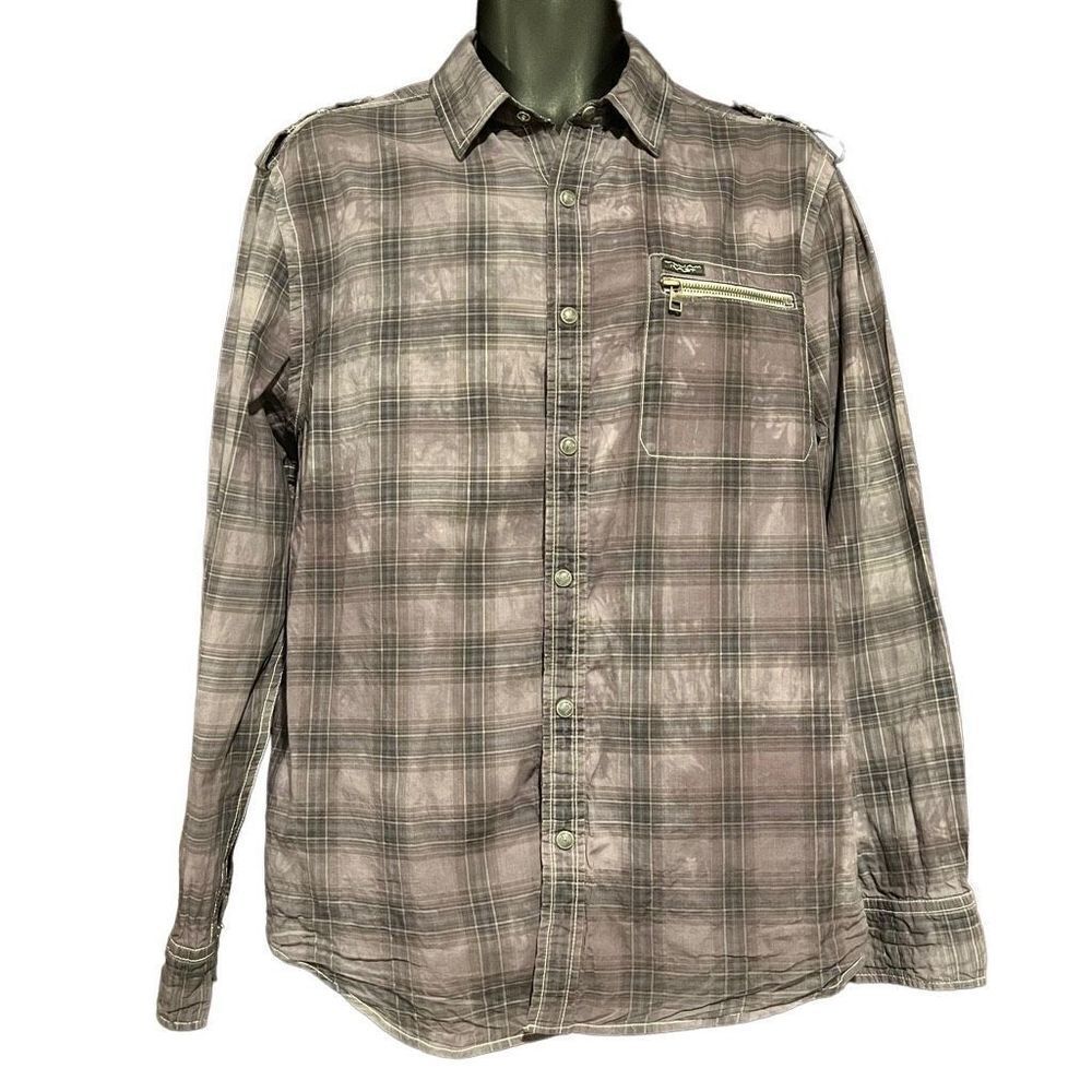 Target WilliamRast Purple Gray Plaid Button Shirt Men’s Large